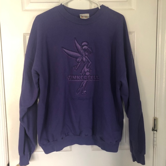 Disney Tops - Purple Disney World Tinker Bell Embossed Sweatshirt